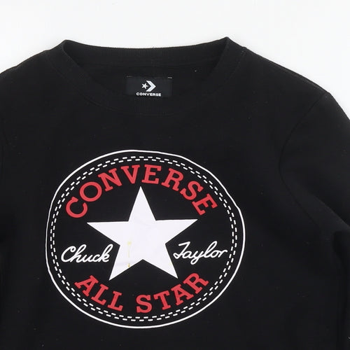 Converse Boys Black Cotton Pullover Sweatshirt Size 10-11 Years Pullover - Age 10-12 Years Logo