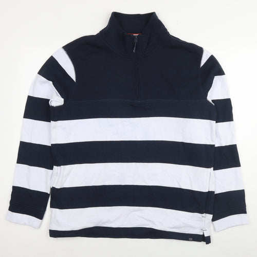 Regatta Mens Blue Striped Cotton Pullover Sweatshirt Size L