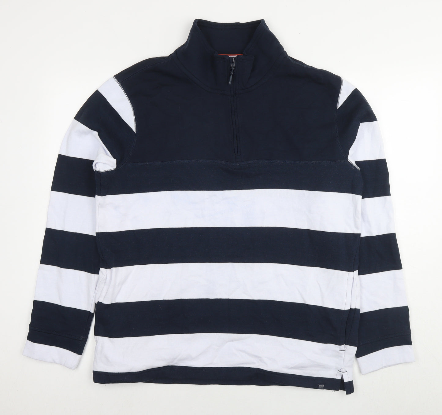 Regatta Mens Blue Striped Cotton Pullover Sweatshirt Size L