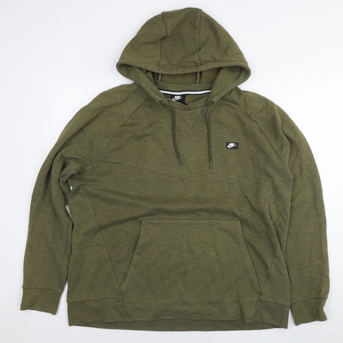Nike Mens Green Cotton Pullover Hoodie Size XL