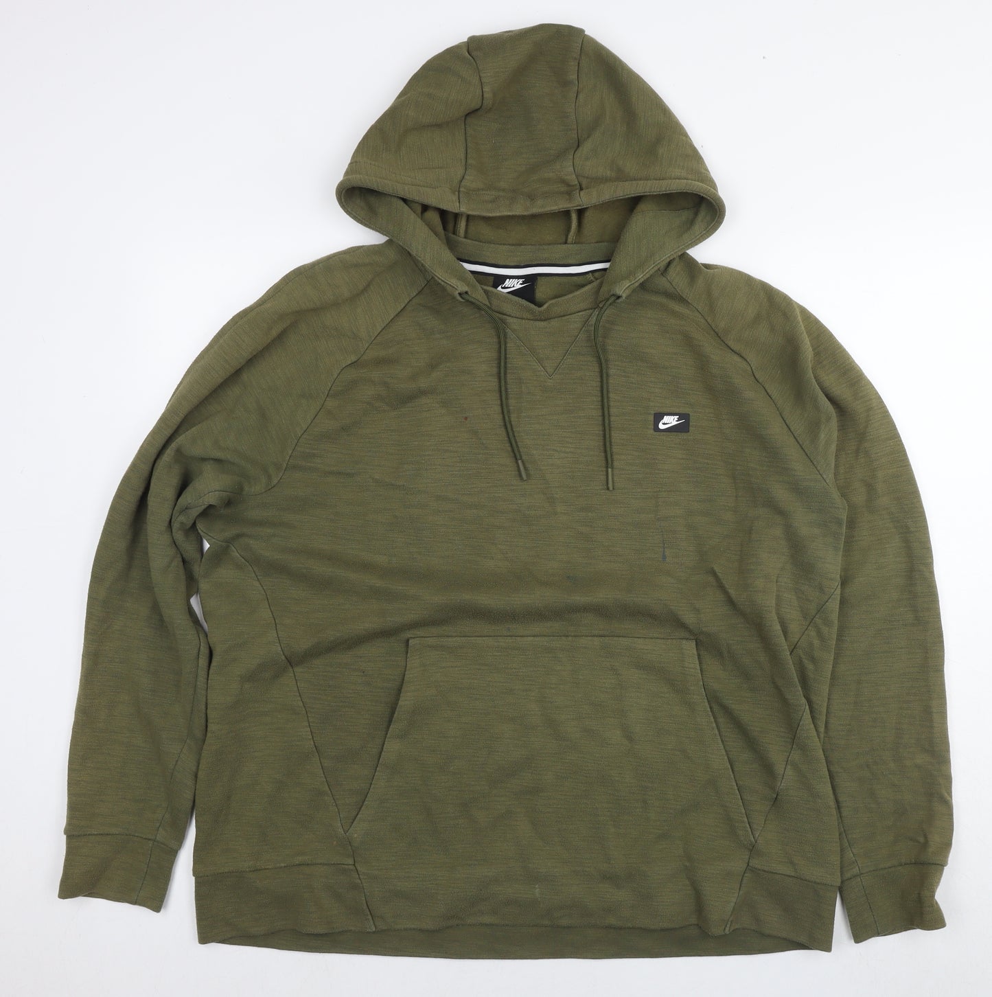 Nike Mens Green Cotton Pullover Hoodie Size XL