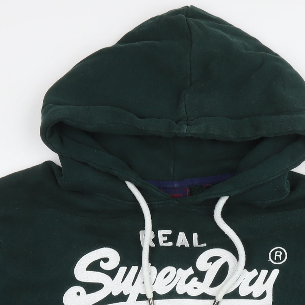 Superdry Womens Green Cotton Pullover Hoodie Size 2XL Pullover - Logo