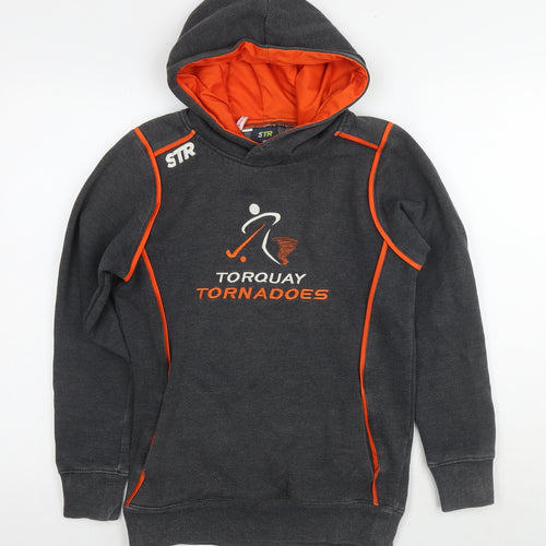 STR Boys Grey Polyester Pullover Hoodie Size 12 Years Pullover - Torquay Tornadoes