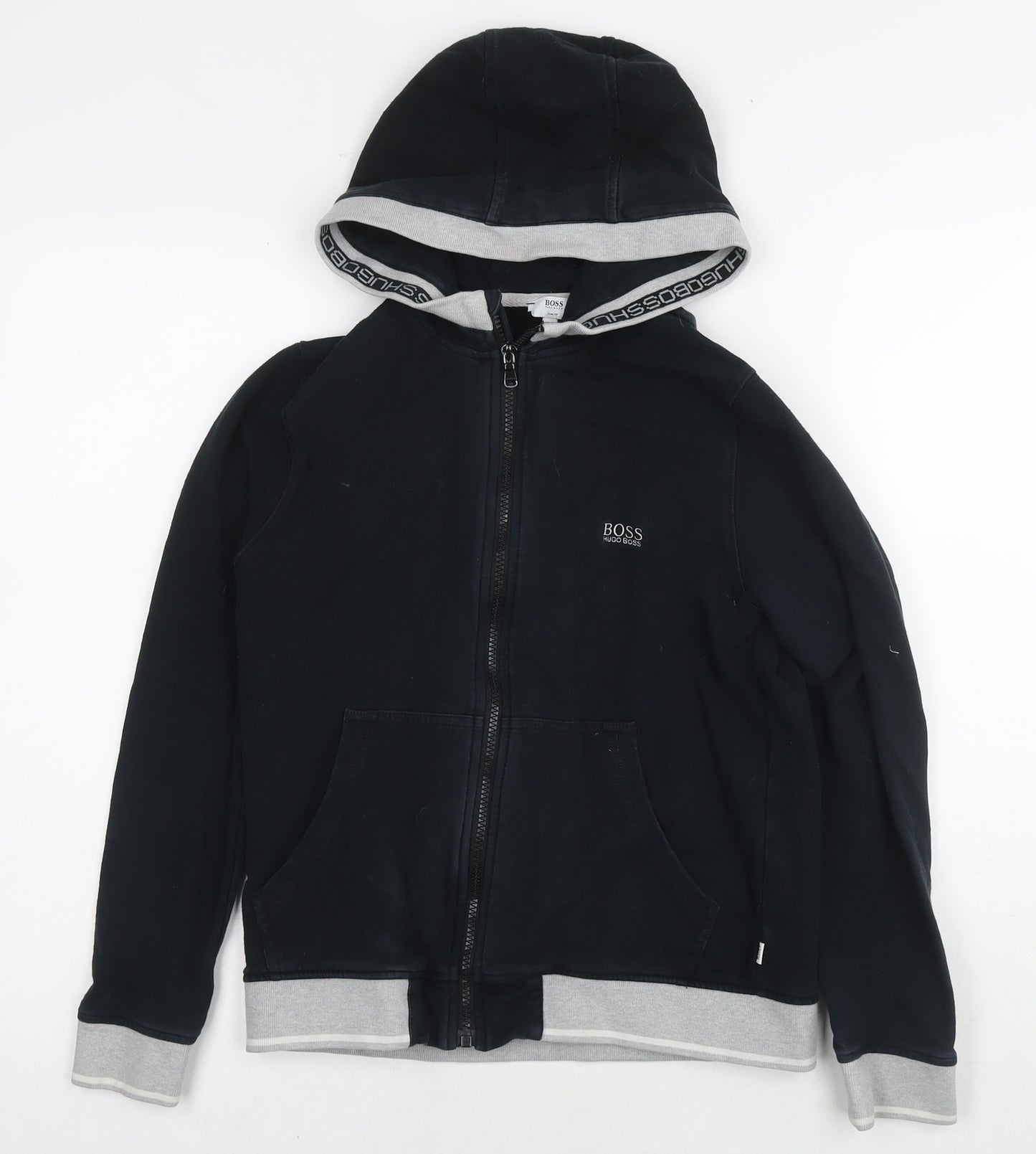 Boss Womens Black Cotton Full Zip Hoodie Size 12 Zip - Logo