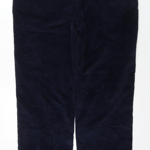 Marks and Spencer Mens Blue Cotton Trousers Size 40 in L31 in Regular Zip