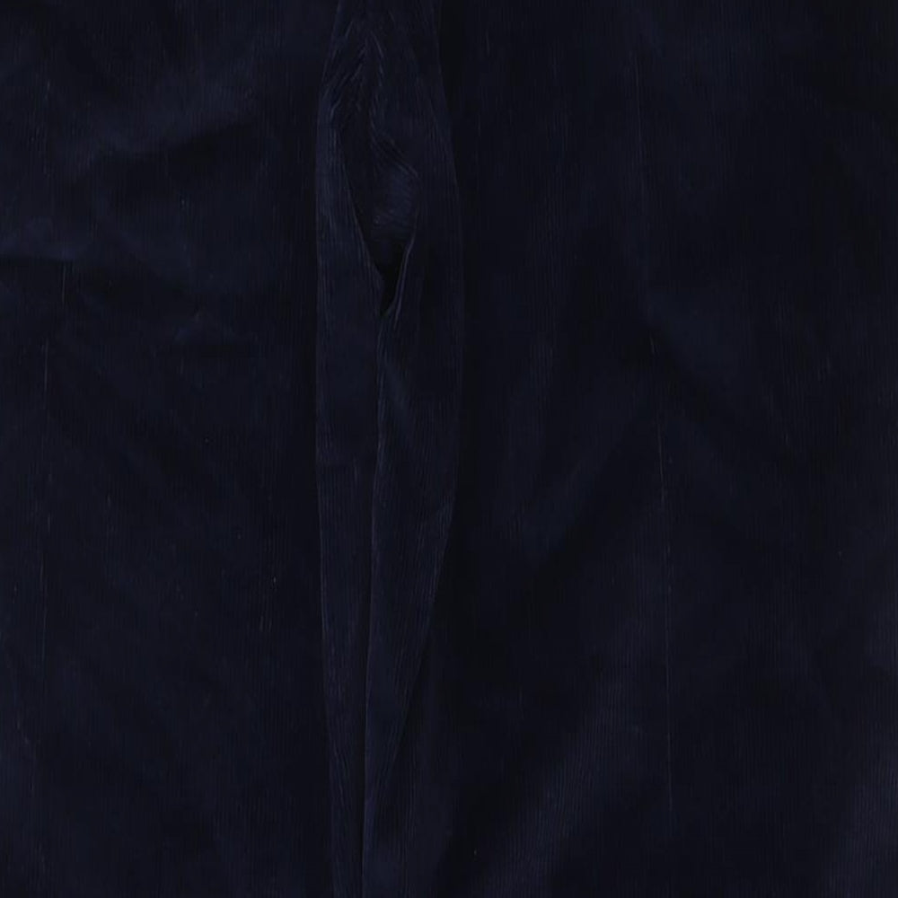 Marks and Spencer Mens Blue Cotton Trousers Size 40 in L31 in Regular Zip