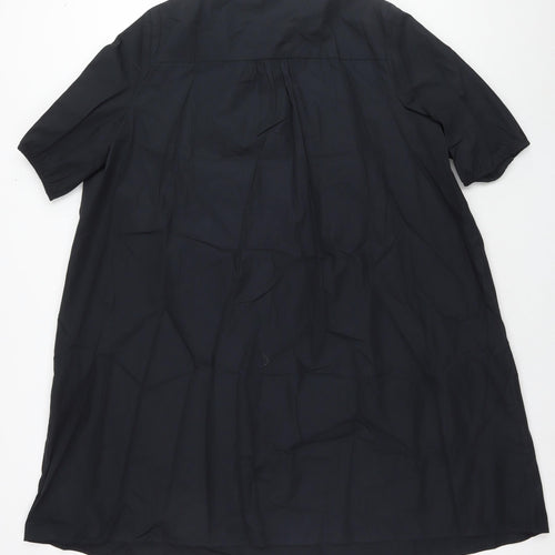 Marks and Spencer Womens Black Cotton A-Line Size 20 Round Neck Button