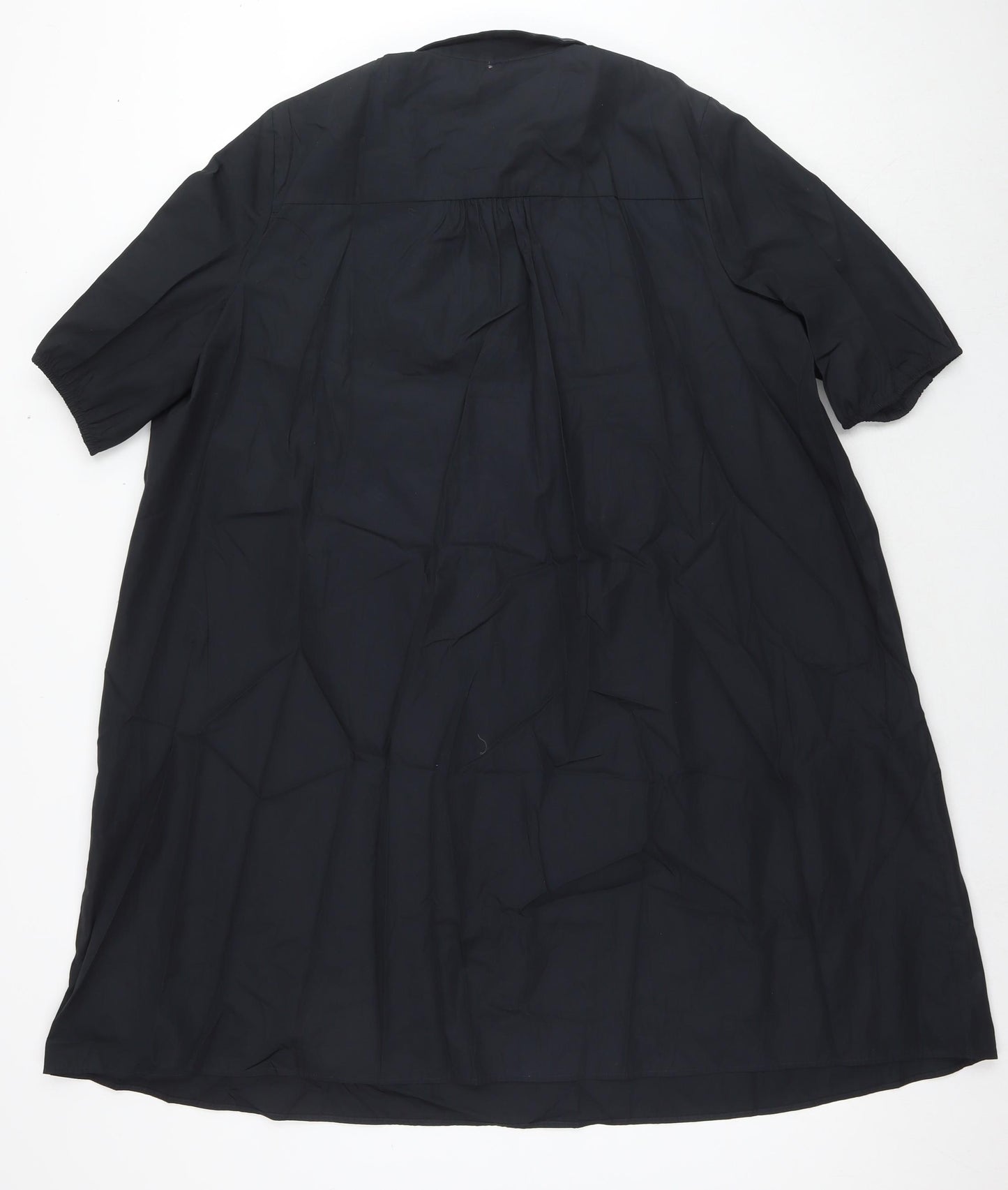 Marks and Spencer Womens Black Cotton A-Line Size 20 Round Neck Button