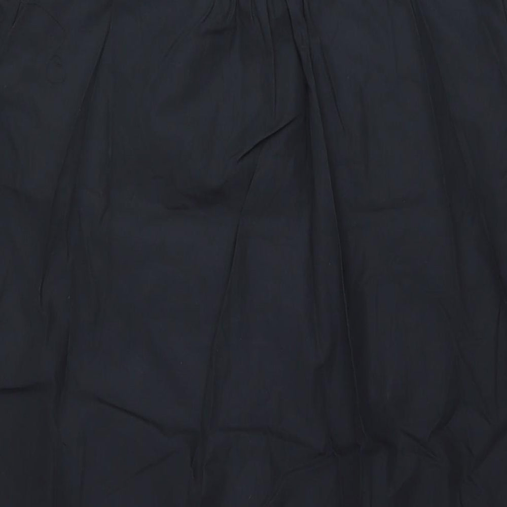 Marks and Spencer Womens Black Cotton A-Line Size 20 Round Neck Button