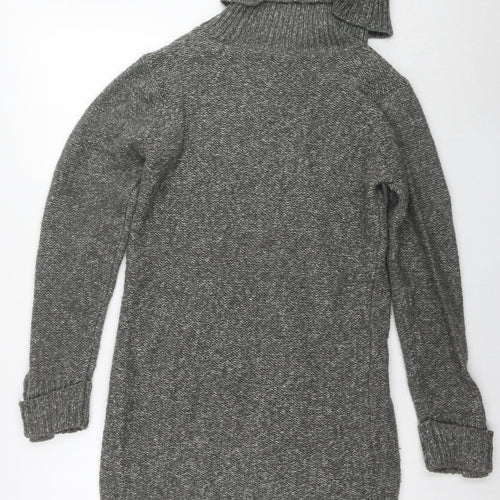 BHS Womens Grey Roll Neck Acrylic Tunic Jumper Size 10