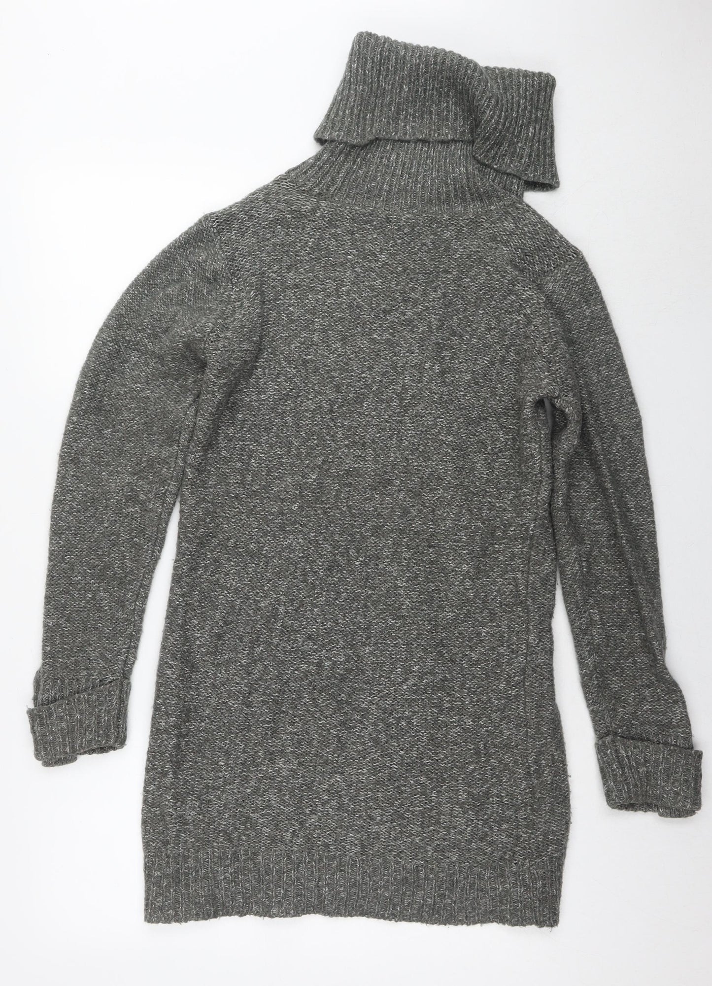 BHS Womens Grey Roll Neck Acrylic Tunic Jumper Size 10