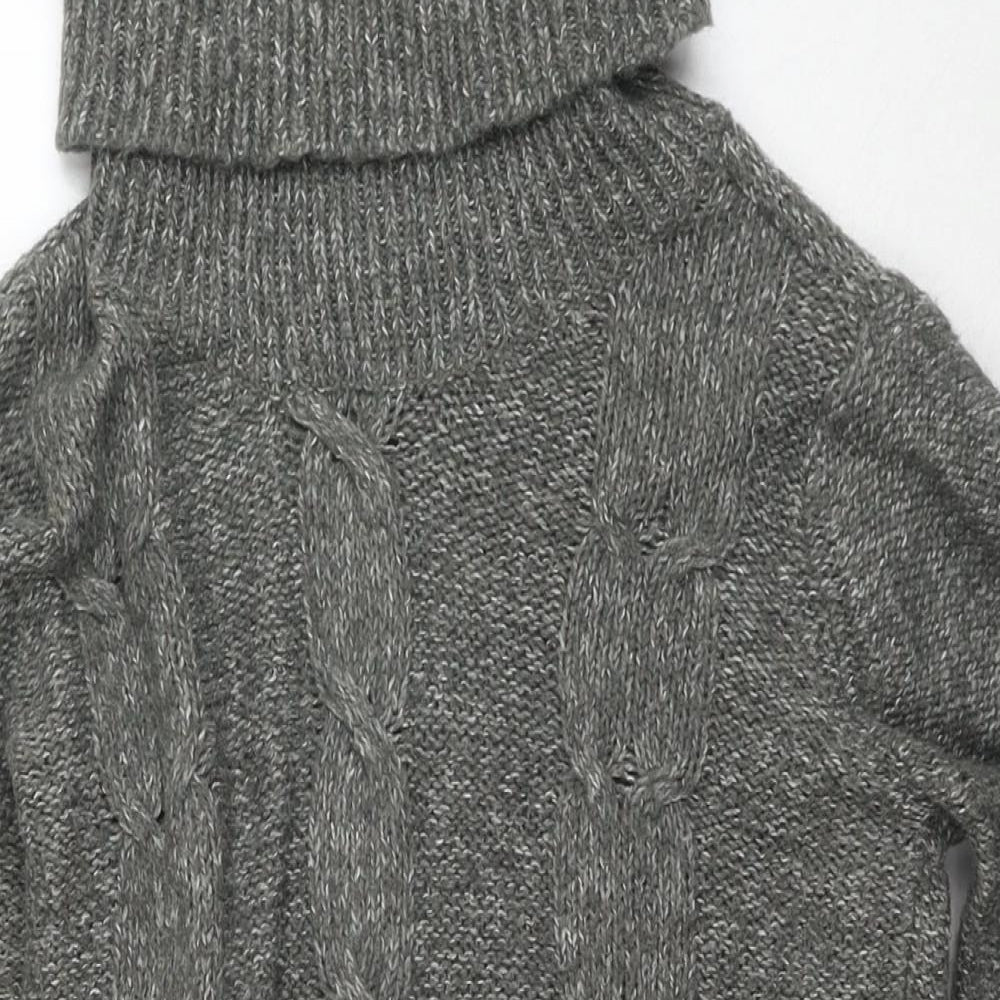 BHS Womens Grey Roll Neck Acrylic Tunic Jumper Size 10