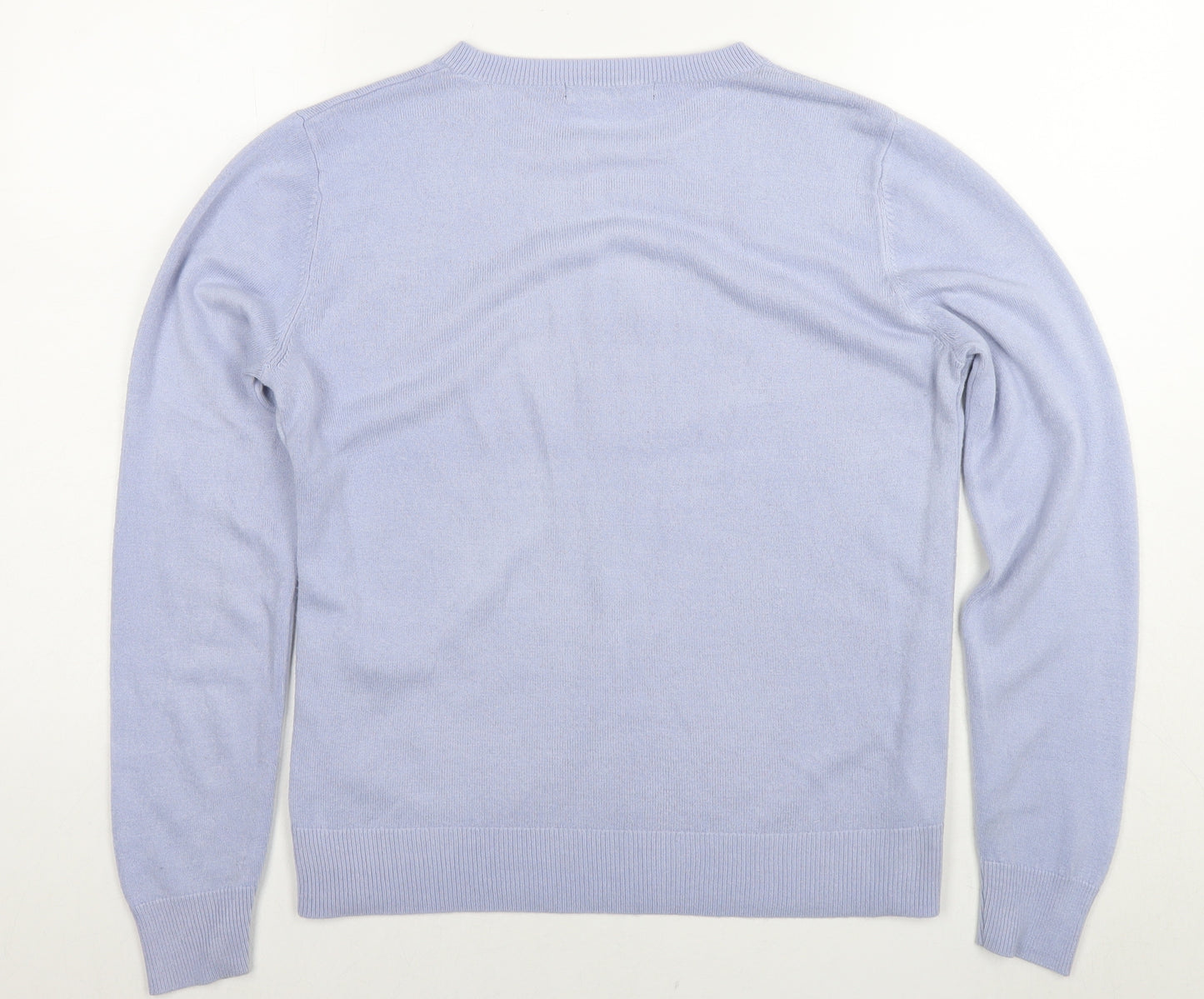 Marks and Spencer Womens Blue Round Neck Acrylic Pullover Jumper Size 14