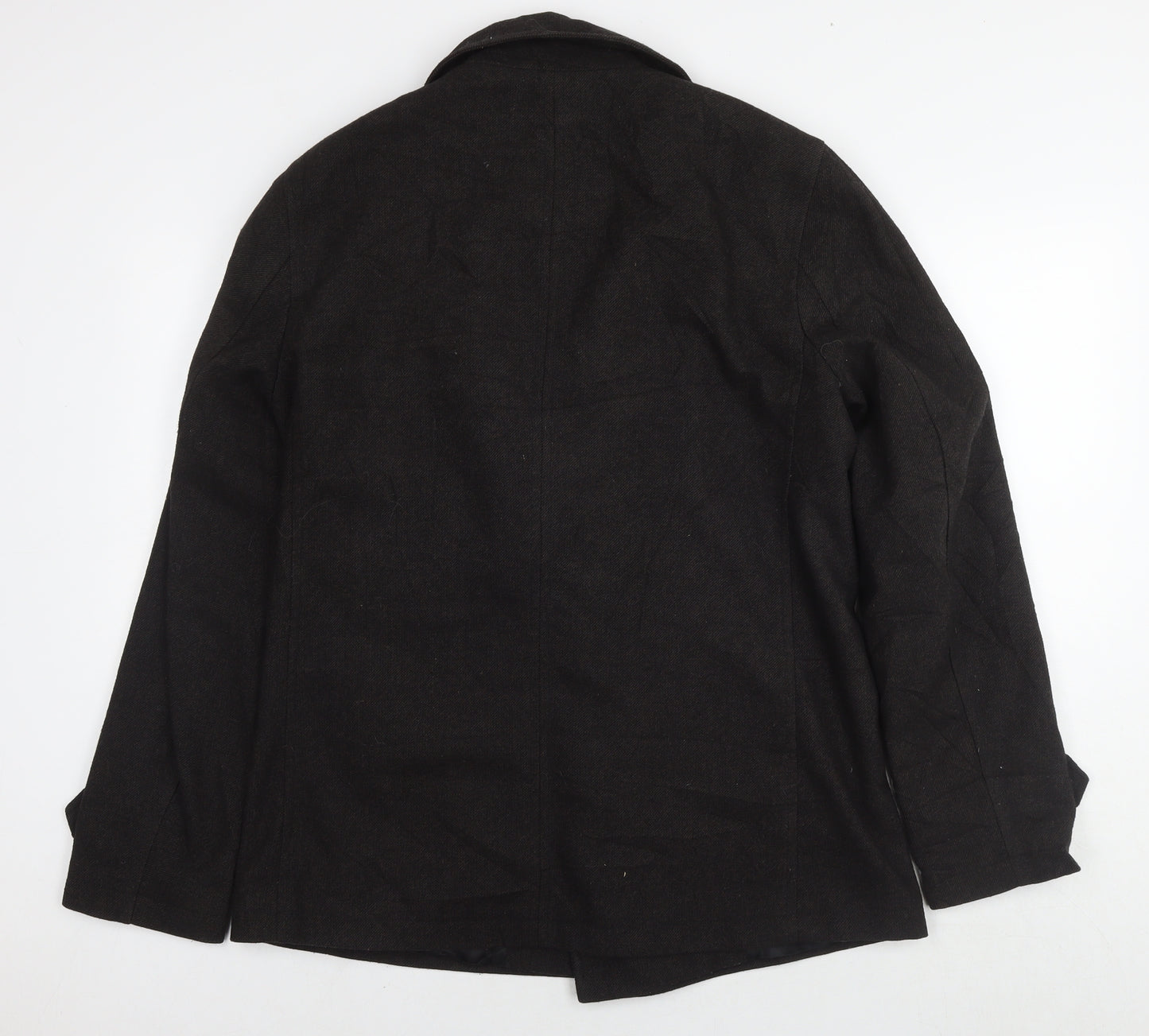 Rhino Mens Black Pea Coat Coat Size M Zip