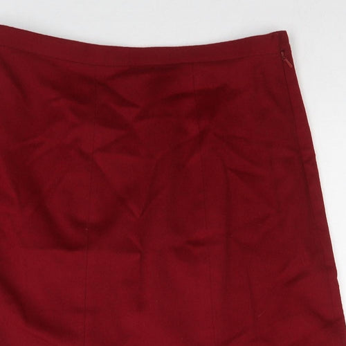 Jigsaw Womens Red Wool A-Line Skirt Size 12 Zip