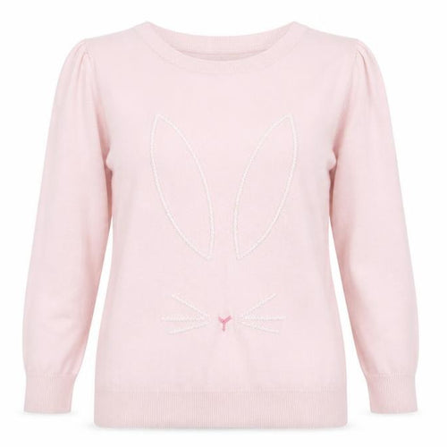 Dorothy Perkins Womens Pink Round Neck Cotton Pullover Jumper Size 16 - Bunny Rabbit