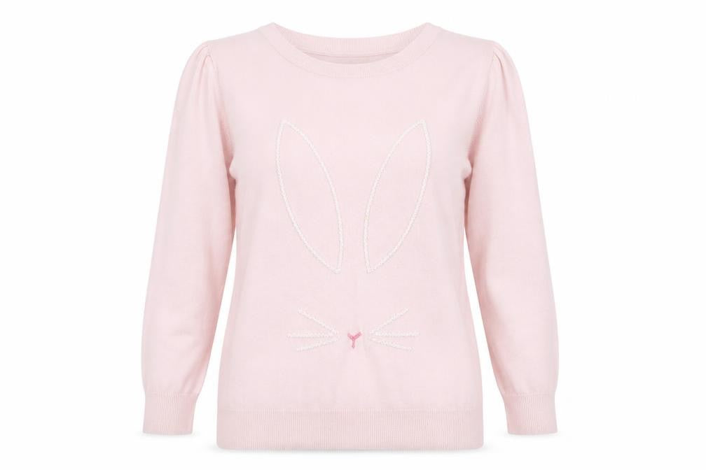 Dorothy Perkins Womens Pink Round Neck Cotton Pullover Jumper Size 16 - Bunny Rabbit