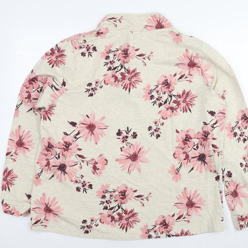 Julipa Womens Beige Floral Cotton Pullover Sweatshirt Size 16 Pullover