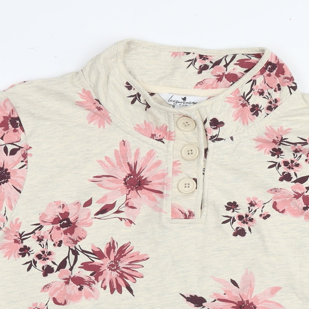 Julipa Womens Beige Floral Cotton Pullover Sweatshirt Size 16 Pullover