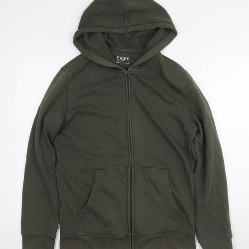 Easy Mens Green Cotton Full Zip Hoodie Size S