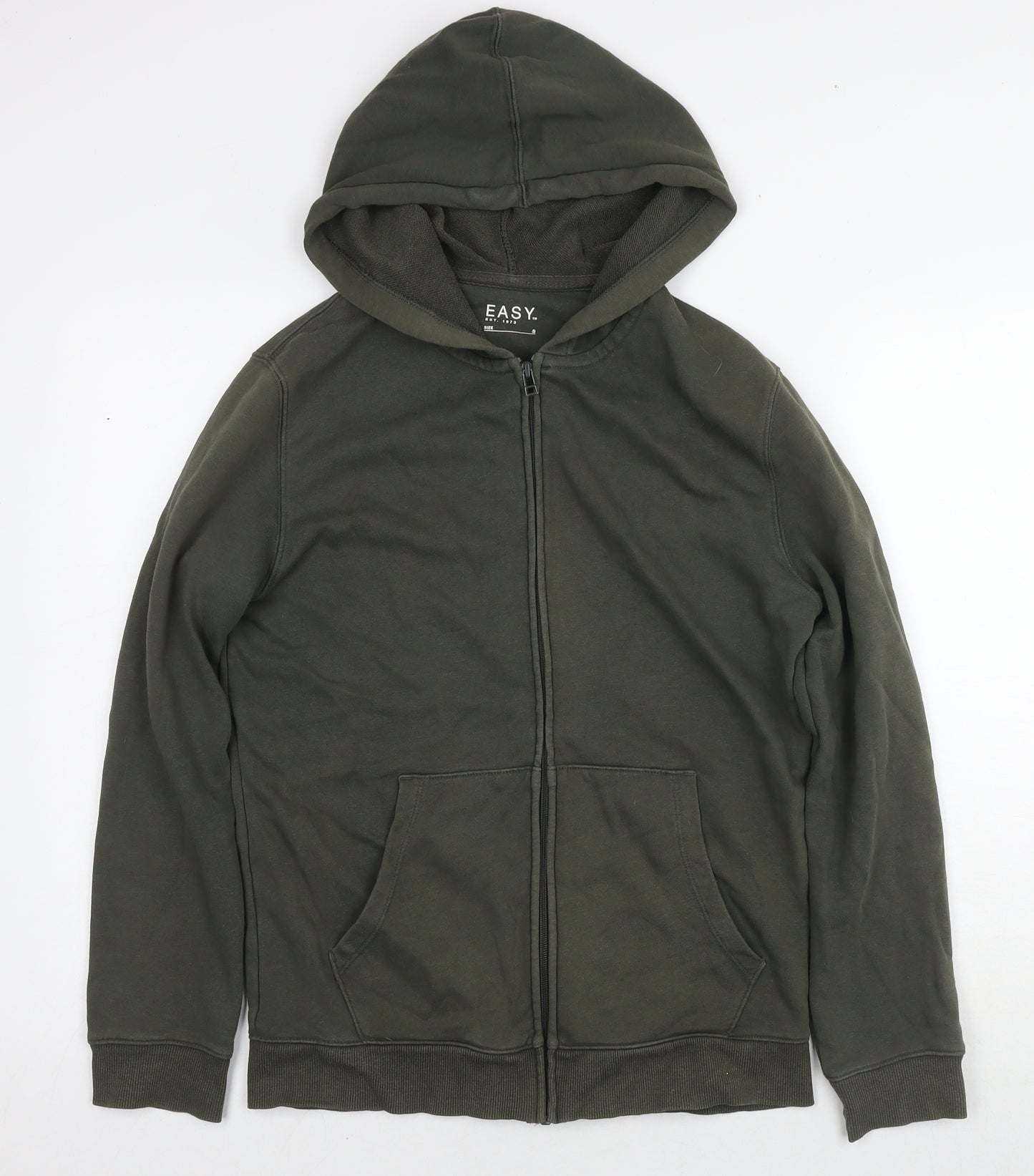 Easy Mens Green Cotton Full Zip Hoodie Size S