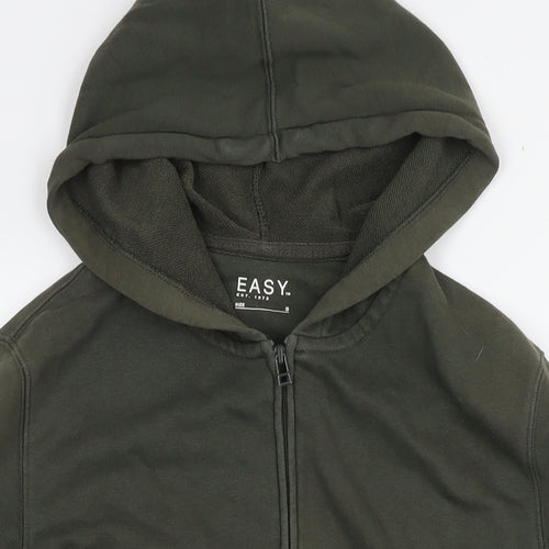 Easy Mens Green Cotton Full Zip Hoodie Size S