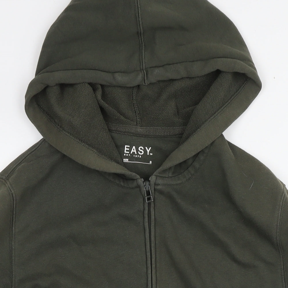 Easy Mens Green Cotton Full Zip Hoodie Size S