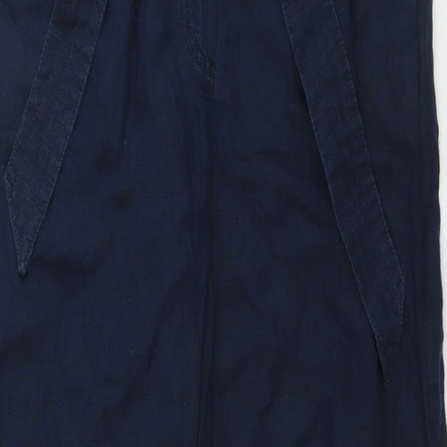 Marks and Spencer Womens Blue Linen Trousers Size 8 L28 in Regular Zip