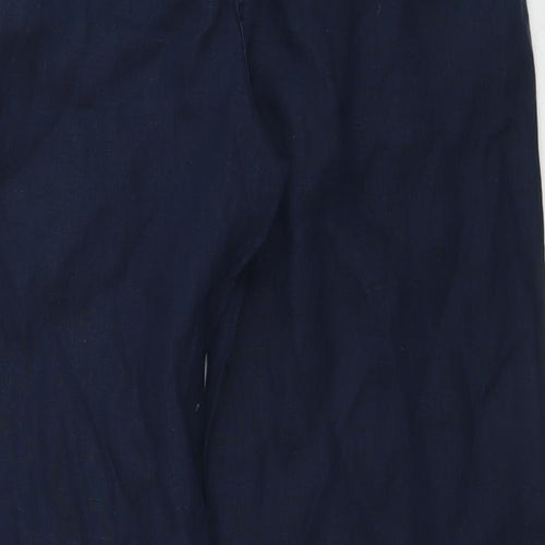 Marks and Spencer Womens Blue Linen Trousers Size 8 L28 in Regular Zip