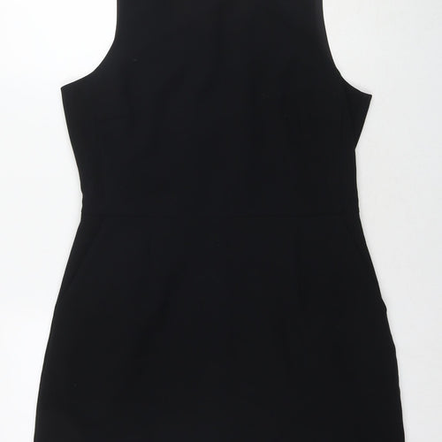 NEXT Womens Black Polyester A-Line Size 14 Round Neck Zip