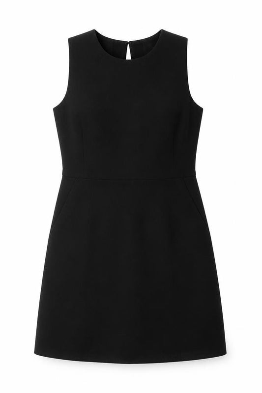 Front view of Next women’s black polyester a-line, size UK 14, round neck zip