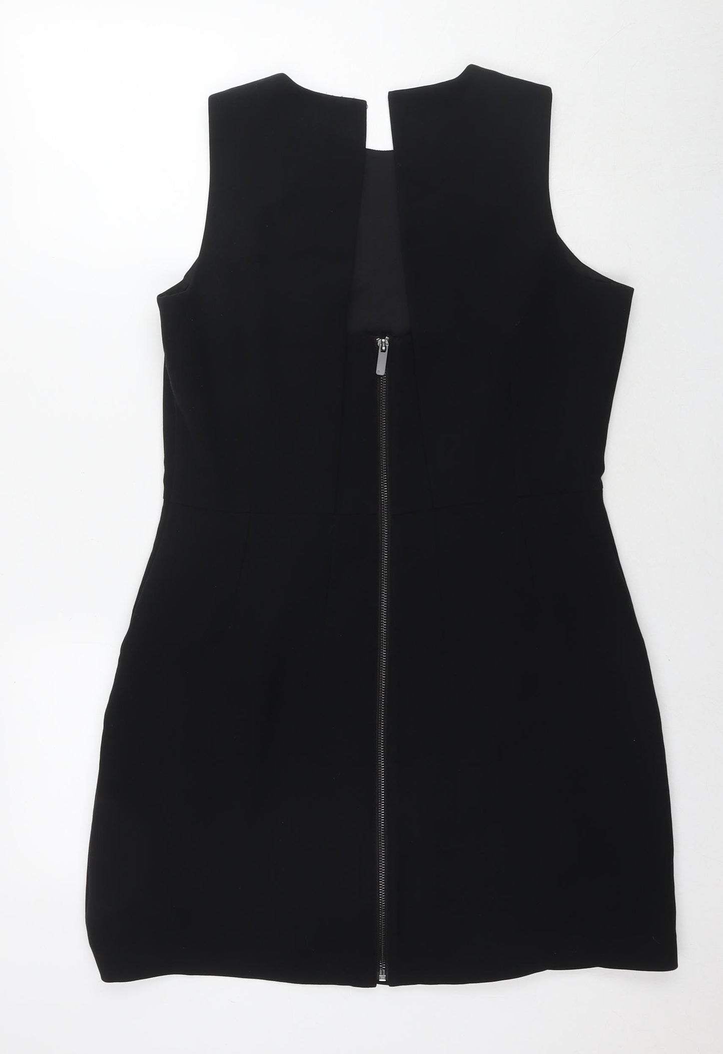 NEXT Womens Black Polyester A-Line Size 14 Round Neck Zip