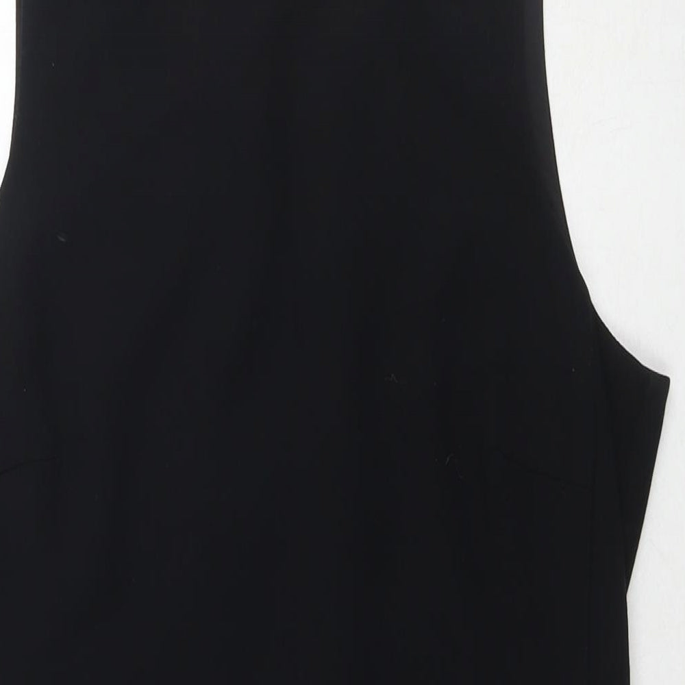 NEXT Womens Black Polyester A-Line Size 14 Round Neck Zip