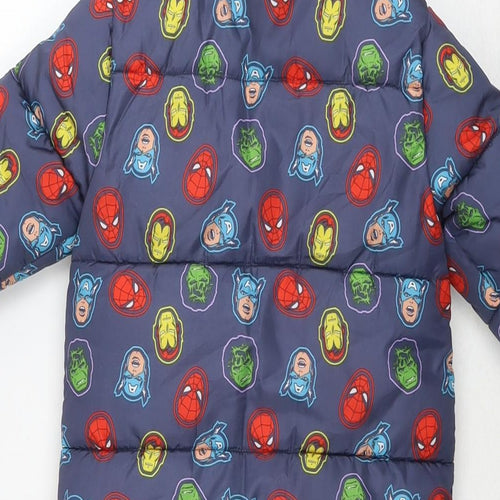 Marvel Boys Blue Geometric Windbreaker Snowsuit Size 9-12 Months Zip - Marvel Avengers Heroes