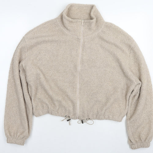 Brave Soul Womens Beige Jacket Size M Zip - Teddy Fleece