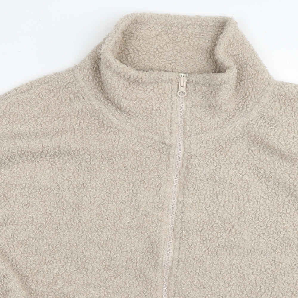 Brave Soul Womens Beige Jacket Size M Zip - Teddy Fleece