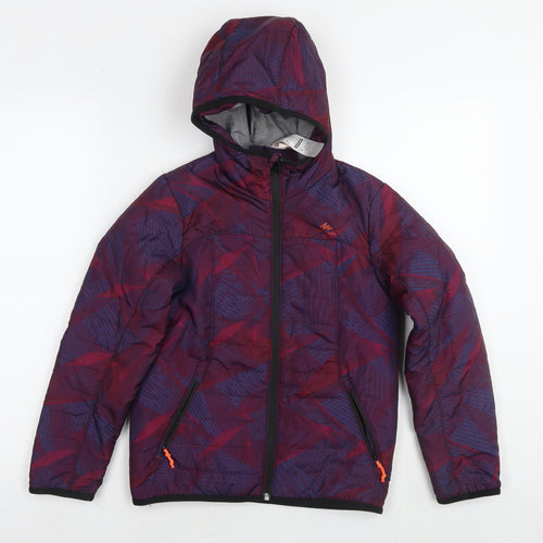 Quechua Girls Purple Geometric Jacket Size 8-9 Years Zip