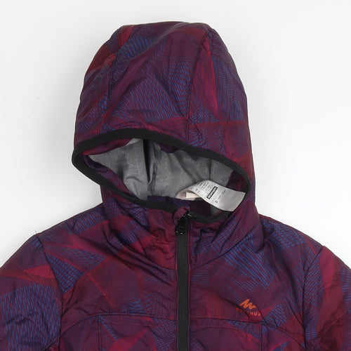 Quechua Girls Purple Geometric Jacket Size 8-9 Years Zip