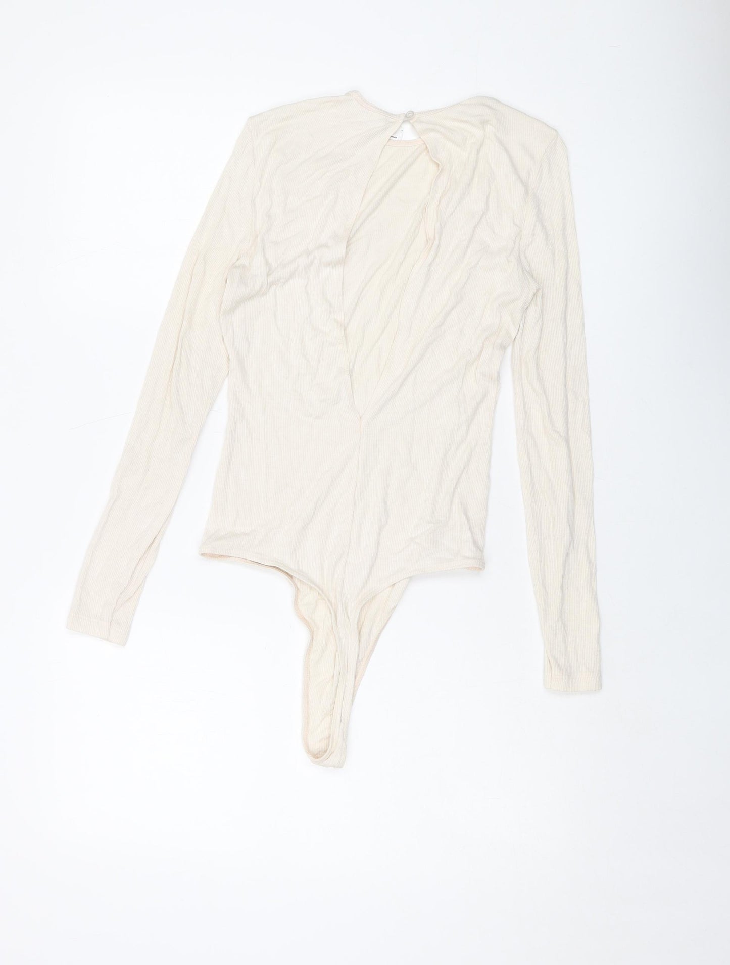 American Apparel Womens Beige Viscose Bodysuit One-Piece Size L Snap