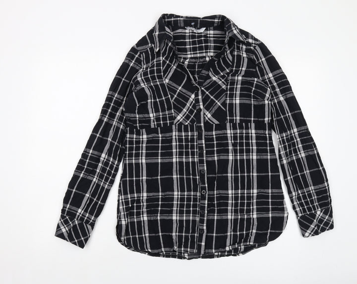 Red Herring Womens Black Plaid Cotton Basic Button-Up Size 12 Collared
