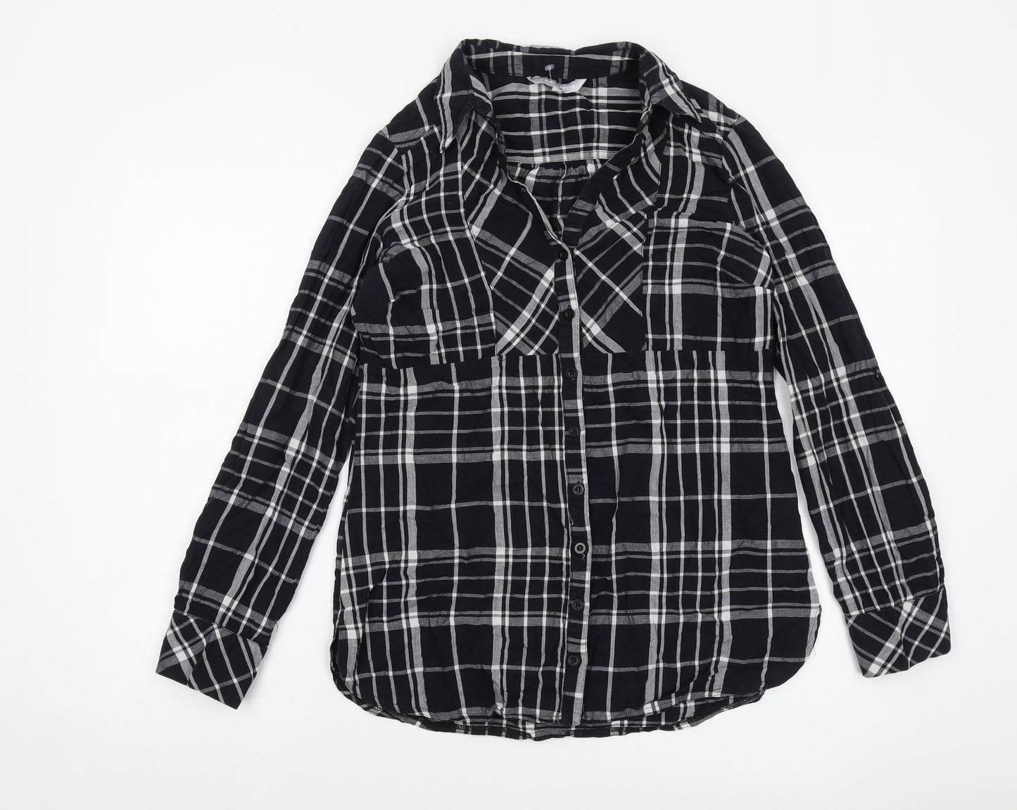 Red Herring Womens Black Plaid Cotton Basic Button-Up Size 12 Collared