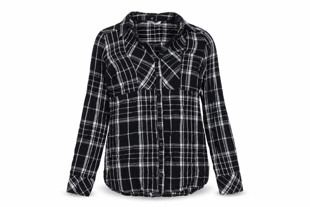 Red Herring Womens Black Plaid Cotton Basic Button-Up Size 12 Collared