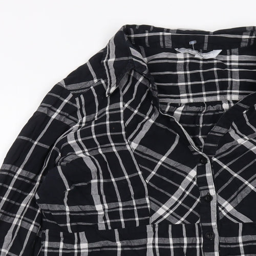 Red Herring Womens Black Plaid Cotton Basic Button-Up Size 12 Collared