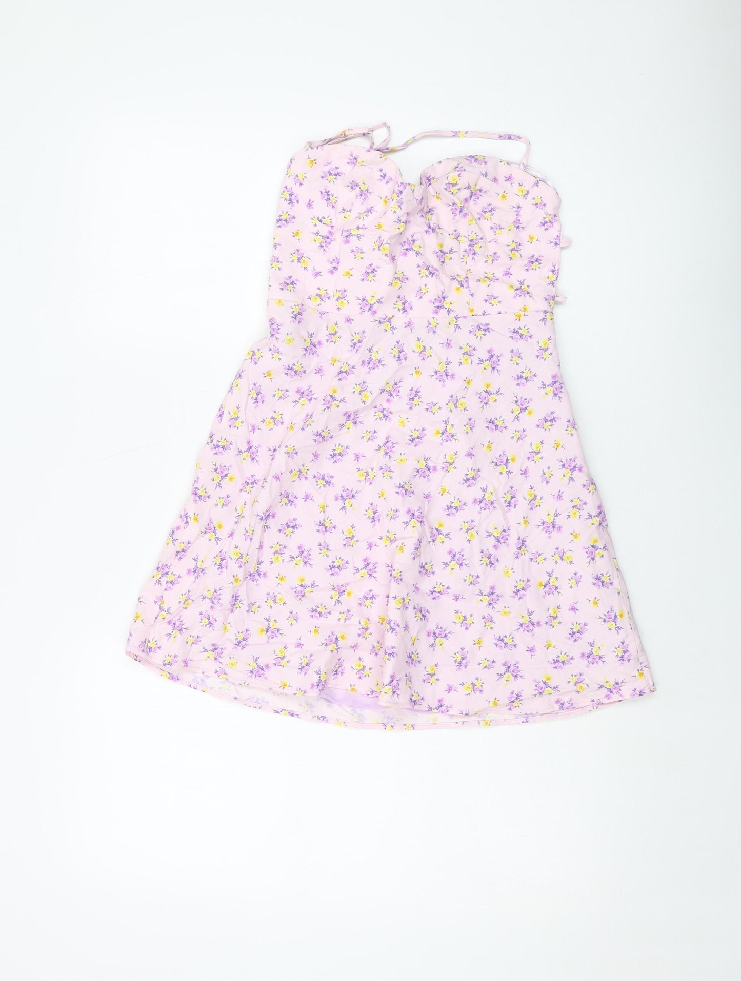 Zara Womens Purple Floral Polyester Mini Size S Sweetheart Zip