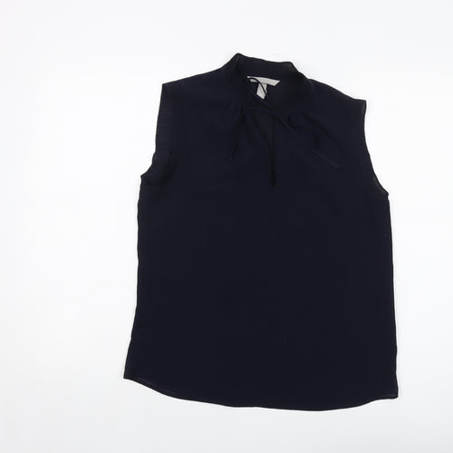H&M Womens Blue Polyester Basic Tank Size 8 Mock Neck