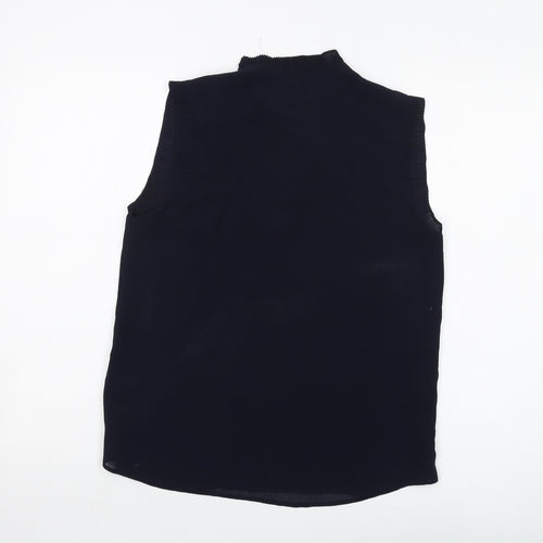 H&M Womens Blue Polyester Basic Tank Size 8 Mock Neck
