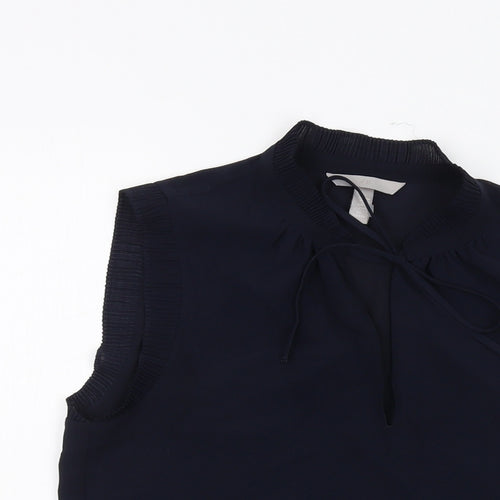 H&M Womens Blue Polyester Basic Tank Size 8 Mock Neck