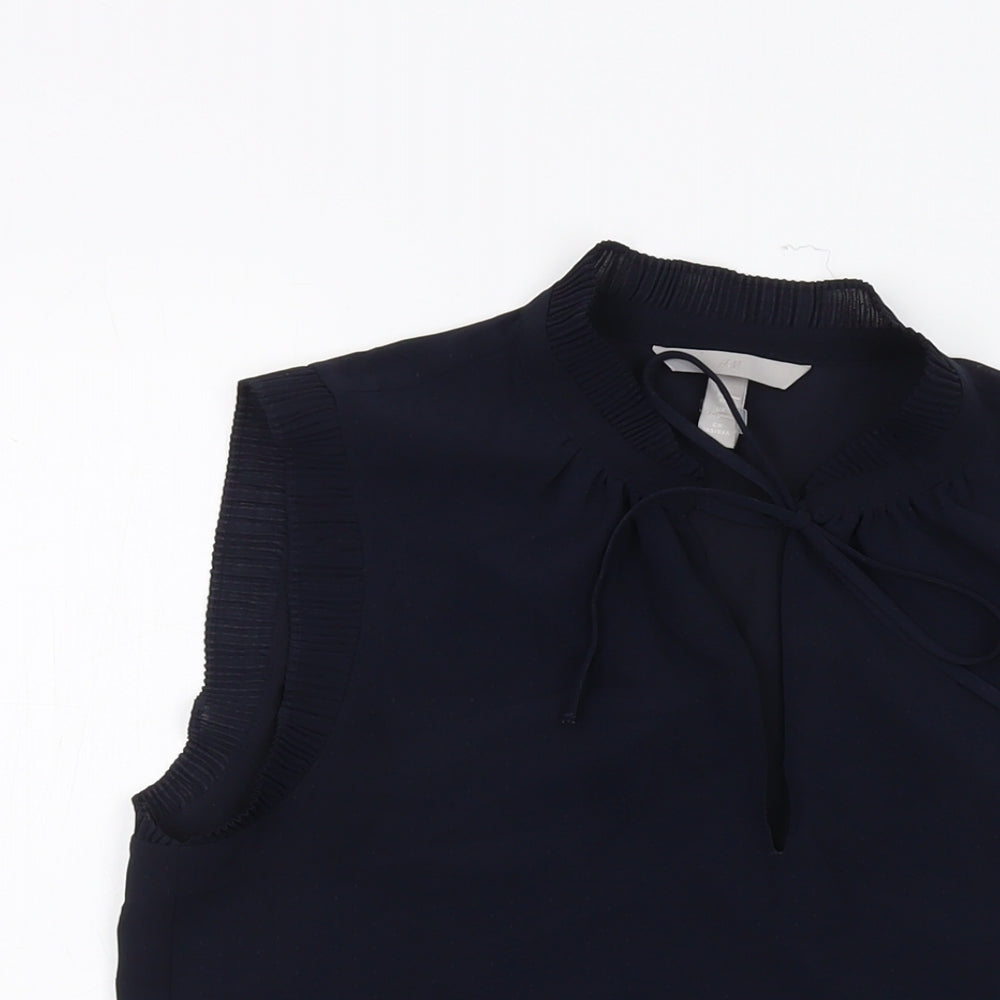 H&M Womens Blue Polyester Basic Tank Size 8 Mock Neck