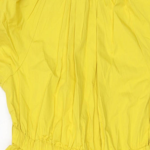 Marks and Spencer Womens Yellow Cotton A-Line Size 16 Round Neck Tie