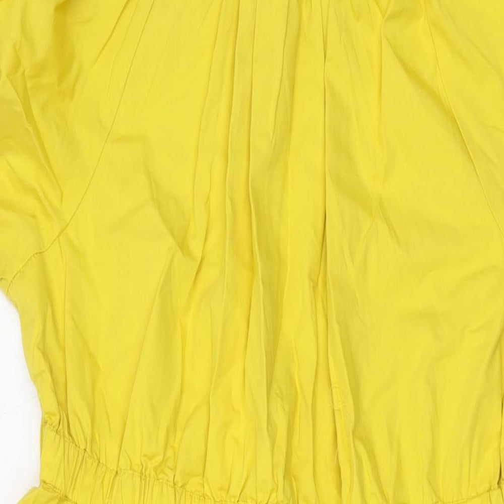 Marks and Spencer Womens Yellow Cotton A-Line Size 16 Round Neck Tie